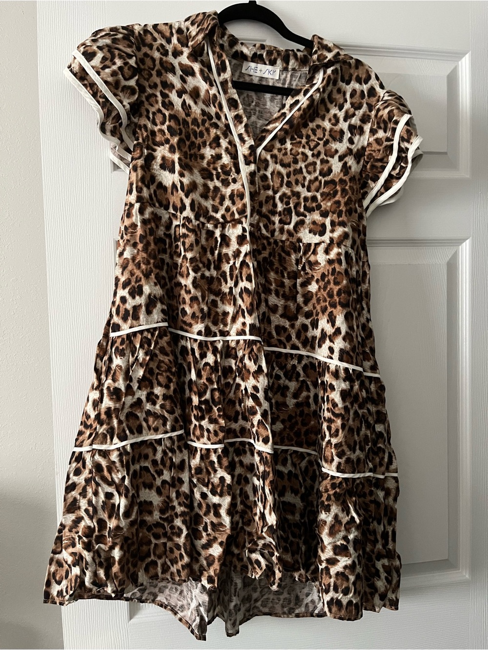 She&Sky leopard print tiered babydoll dress